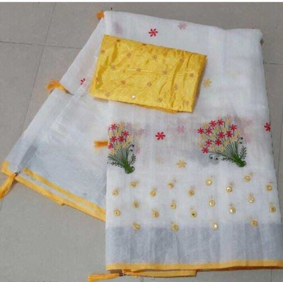 QENY Self Design Bollywood Chanderi Saree(Yellow)