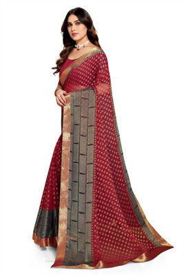 Anjanisut Sarees Printed Daily Wear Chiffon, Brasso Saree(Maroon)