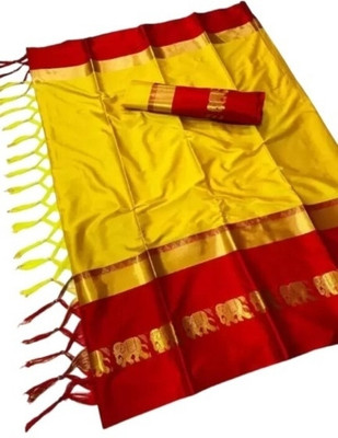 HouseOfCommon Woven Bollywood Cotton Silk Saree(Multicolor)