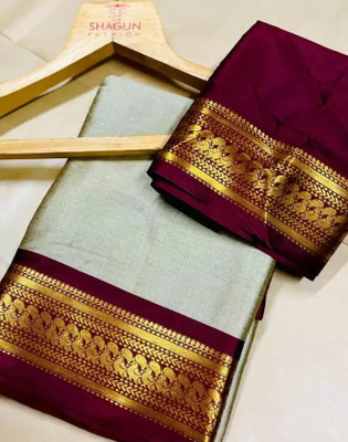 Clothing Hub Woven Banarasi Cotton Silk Saree(Beige)
