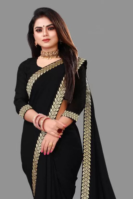 MAA TEXTILES Embellished Daily Wear Georgette Saree(Black)