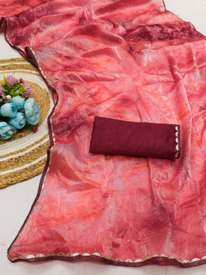 maayro Solid/Plain, Embellished Bollywood Jimmy choo Saree(Pink)