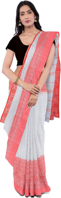 Ganesh plastic and industry Printed Handloom Cotton Jute Saree(Multicolor)