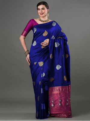 CRAFTIZETEX Woven Bollywood Jacquard Saree(Blue)