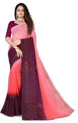 pUNYATHA CREATION Ombre Bollywood Georgette Saree(Maroon)