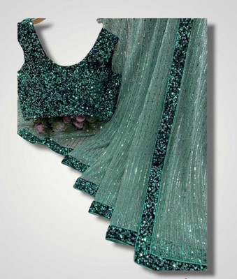 designworld Embroidered Bollywood Net Saree(Light Green)