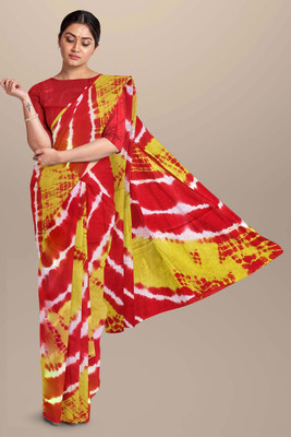 Suraj International Blocked Printed, Checkered, Digital Print, Dyed, Floral Print, Printed, Self Design Daily Wear Pure Cotton Saree(Red)