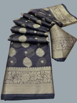 MISHIKAHD Self Design Banarasi Georgette Saree(Grey)