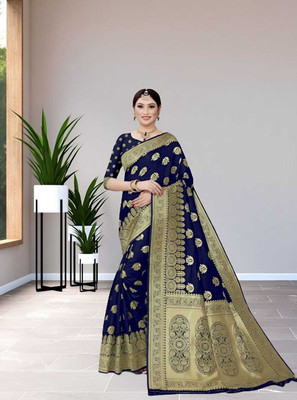 SAMRUDDHI TRENDZ Woven, Self Design Banarasi Art Silk, Jacquard Saree(Dark Blue)
