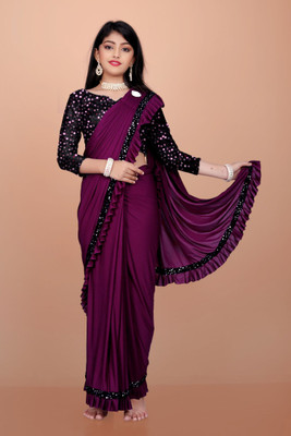 SATVASHIV Embellished Bollywood Lycra Saree(Magenta)