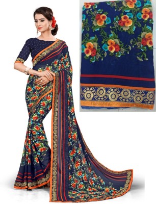 Kanooda Prints Printed Bandhani Georgette Saree(Multicolor)