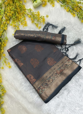 Classy Foriever Woven Bollywood Silk Blend Saree(Grey)