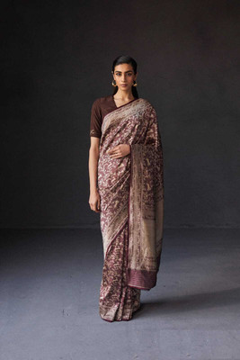 SHREE KSHETRAPAL CREATION Self Design Banarasi Pure Silk Saree(Maroon)