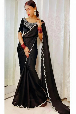 MAMTAIMPEX Embroidered Bollywood Georgette Saree(Black)