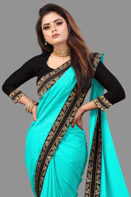 sadika Solid/Plain, Embroidered Daily Wear Georgette, Chiffon Saree(Multicolor)