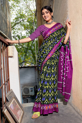 JASU CREATION Printed Handloom Pure Cotton Saree(Multicolor)