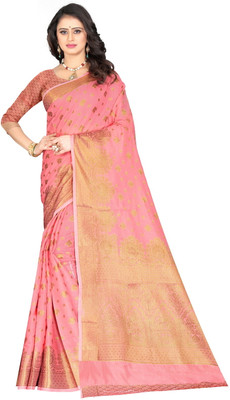 signagraph Woven Jamdani Cotton Linen Saree(Pink)