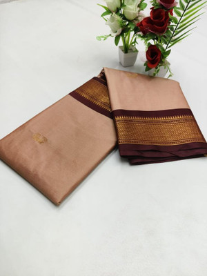 Hashir textile Embroidered, Solid/Plain Kanjivaram Cotton Silk Saree(Multicolor)