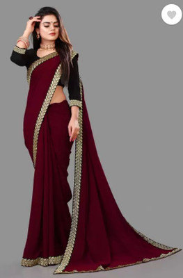 sareya veela Self Design Bollywood Georgette Saree(Maroon)