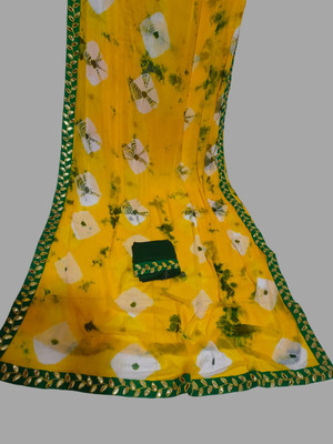NeeLKANTH ENTERPRISE Digital Print, Blocked Printed, Color Block, Hand Painted, Self Design Bandhani Chiffon Saree(Gold)