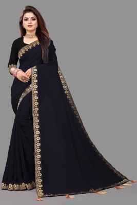 Nilkanth Fashion Self Design Daily Wear Georgette Saree(Black)