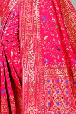 kalhari Woven Banarasi Jacquard, Silk Blend Saree(Red)