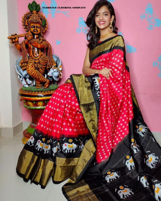 Saadhvi Printed Bandhani Cotton Blend Saree(Pink)