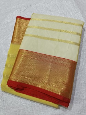 MT textiles Woven Banarasi Organza Saree(Yellow)