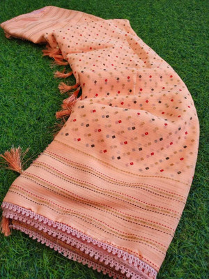 vdc Printed Bandhani Chiffon Saree(Pink)