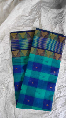 GHOSH TEXTILE Self Design Tant Pure Cotton Saree(Blue)