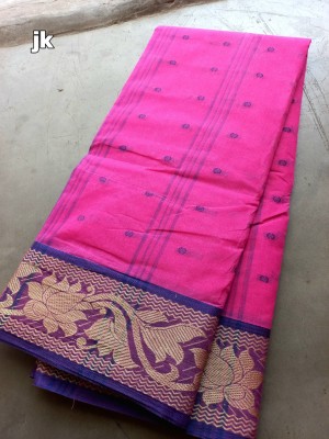 kunduhouse Self Design Tant Pure Cotton Saree(Pink)