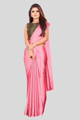 shopzoo trend Solid/Plain Bollywood Satin Saree(Pink)