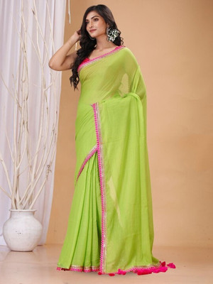Vraggi Embroidered Bollywood Georgette Saree(Green)