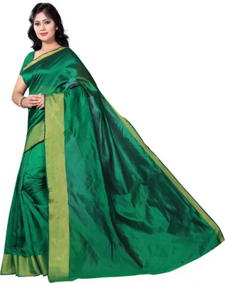 RUNAYA NX Printed Daily Wear Cotton Blend Saree(Green)