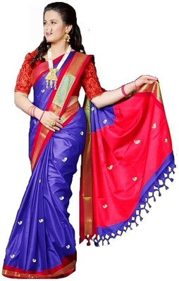 HouseOfCommon Woven Bollywood Cotton Silk Saree(Multicolor)