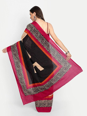 Suraj International Blocked Printed, Checkered, Digital Print, Dyed, Floral Print, Printed, Self Design Daily Wear Pure Cotton Saree(Red)