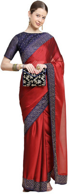 pUNYATHA CREATION Embellished Bollywood Crepe Saree(Red)