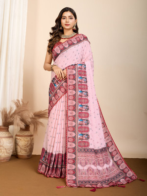Yogik Creation Digital Print Banarasi Art Silk Saree(Pink)