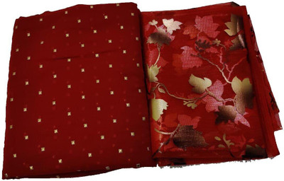 Desi Style Printed Daily Wear Net, Chiffon Saree(Maroon)