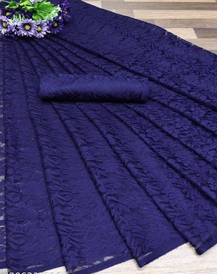 Suntex Self Design Daily Wear Net Saree(Dark Blue)