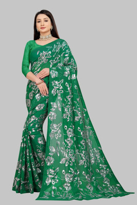 A To Z Cart Floral Print Bollywood Georgette Saree(Green)