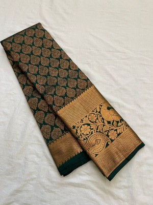 YESHA CREATION Woven Kanjivaram Pure Silk Saree(Green)