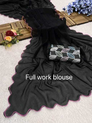 Dwarkeshhub Solid/Plain Bollywood Georgette Saree(Multicolor)