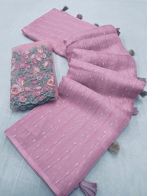 Vastramela Self Design Banarasi Net Saree(Pink)