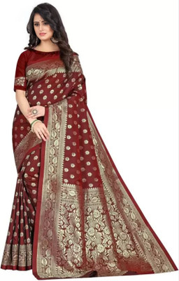 SWAMI STUDIO Woven Banarasi Art Silk Saree(Maroon)