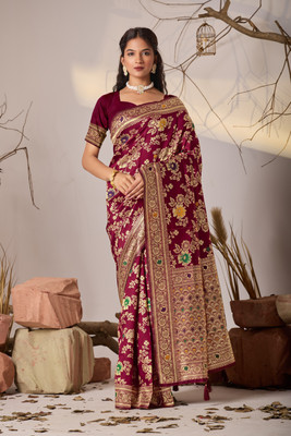 C P Vastralay Woven Banarasi Art Silk Saree(Maroon)