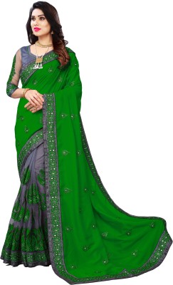 b bella creation Embroidered Bollywood Net Saree(Green)