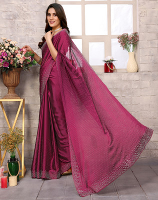 YASHIKA Embellished Bollywood Chiffon Saree(Purple)