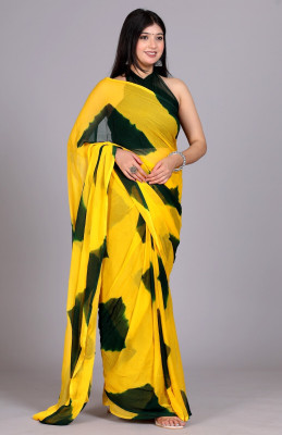 HouseOfCommon Printed Handloom Chiffon Saree(Yellow)