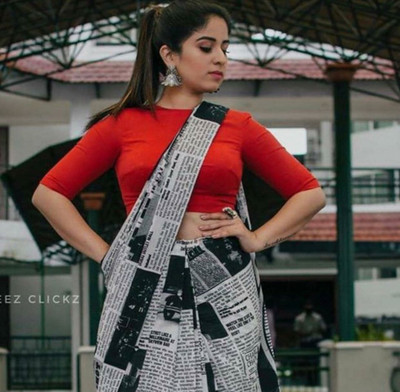 Suraj International Blocked Printed, Checkered, Digital Print, Dyed, Floral Print, Printed, Self Design Daily Wear Pure Cotton Saree(Black)